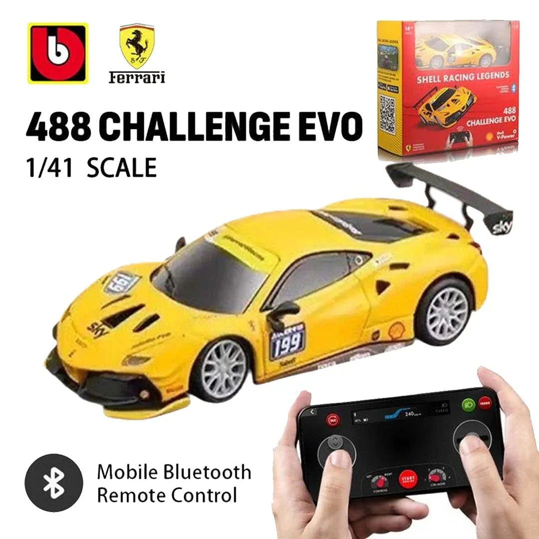 Bburago Shell Racing Legends – 488 Challenge Evo | 1:41 Bluetooth RC Car – Smartphone Controlled - Jaiman Toys