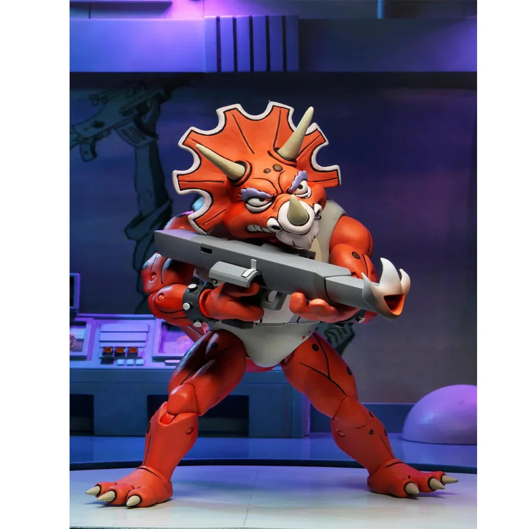 NECA Teenage Mutant Ninja Turtles Cartoon 3-Pack – Triceraton Infantryman & Roadkill Rodney 7-Inch (18cm) Action Figures - Jaiman Toys