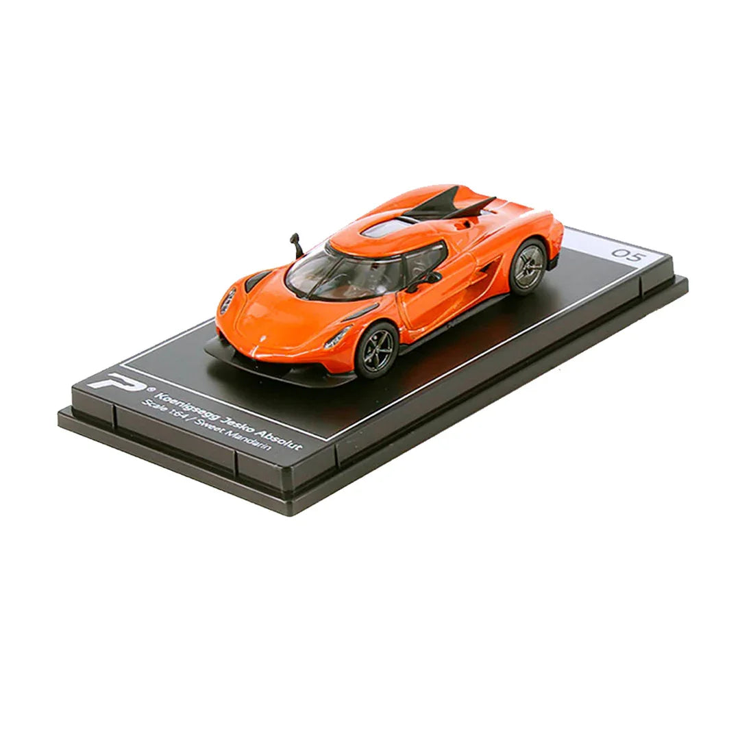 PosterCars 1:64 Koenigsegg Jesko Absolut 05 – Sweet Mandarin Acrylic Box | Hypercar League Collection Diecast Model - Jaiman Toys