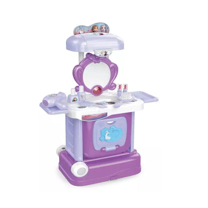 Frozen Princess Beauty Vanity Suitcase Playset with Mirror & Accessories with sound