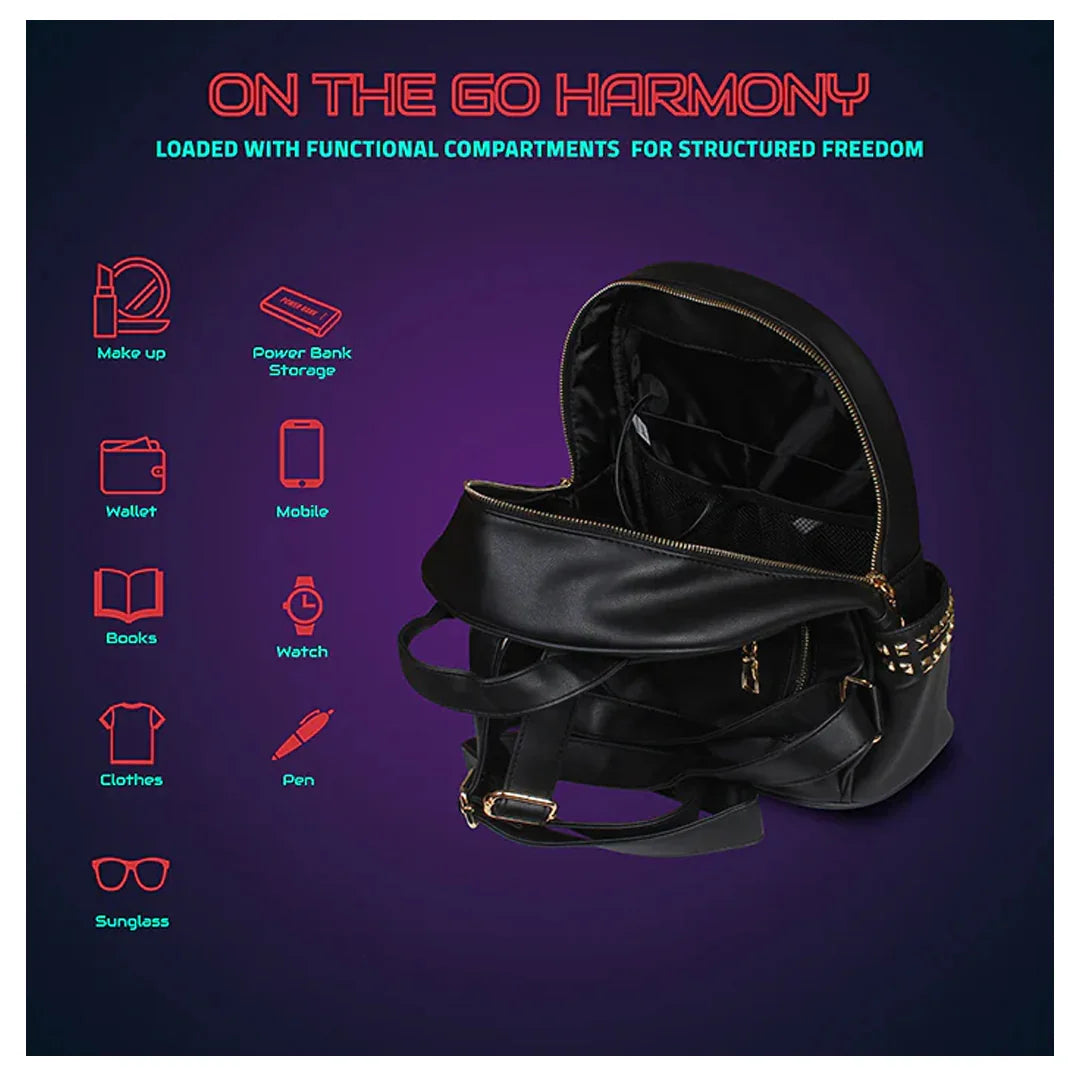 HOOKABA Dazz Roll Women’s LED Backpack – App-Controlled Pixel Display, Stylish Waterproof Bag (14L) -Black - Jaiman Toys