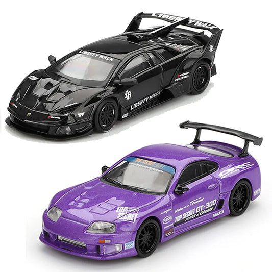 Mini GT 1:64 Lamborghini Murcielago GT Evo Black + Toyota Supra A80 Top Secret GT-300 Purple RHD – Set of 2 Diecast Cars