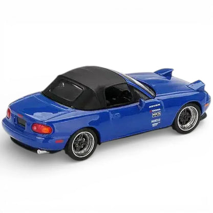 Mini GT 1:64 Volkswagen ID. Buzz Candy White Pomelo Yellow + Mazda Miata MX-5 NA Tuned Dark Blue Diecast Duo Set
