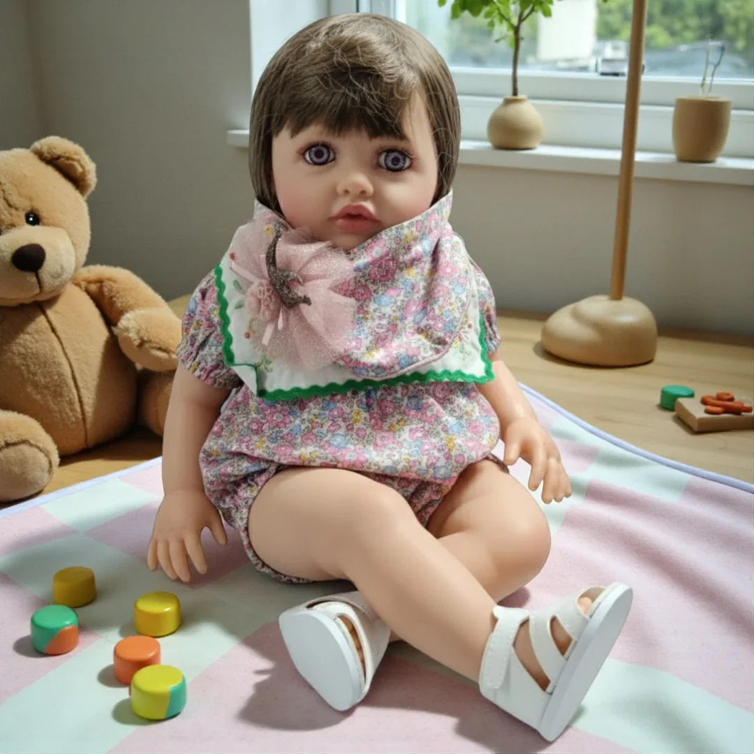 Lifelike Reborn Baby Girl Doll – Toddler with Realistic Sound & Brown Hair