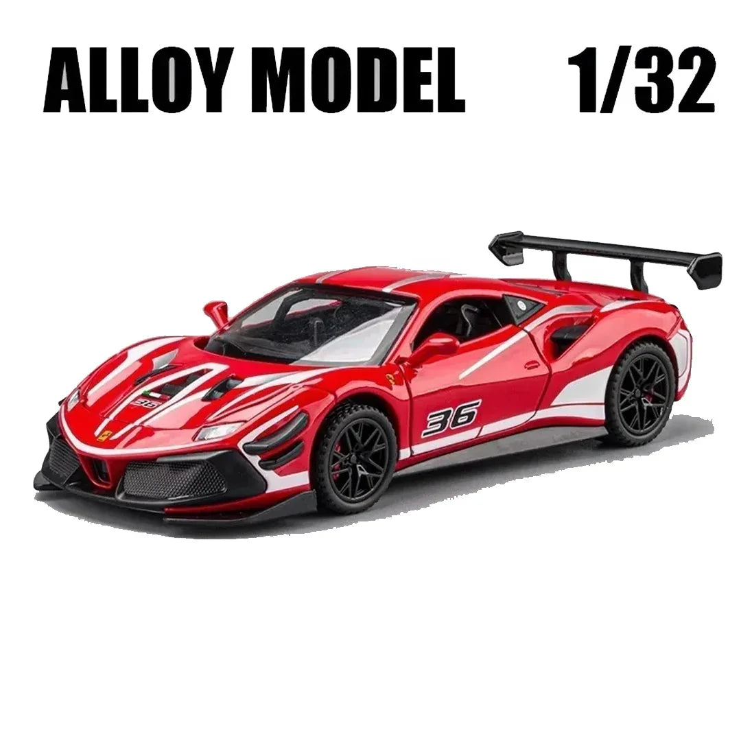 Ferrari Collection 1:32 Die-Cast Toy Cars with Sound, Light & Display Base – Pull Back Model Car Gifts for Kids - Jaiman Toys