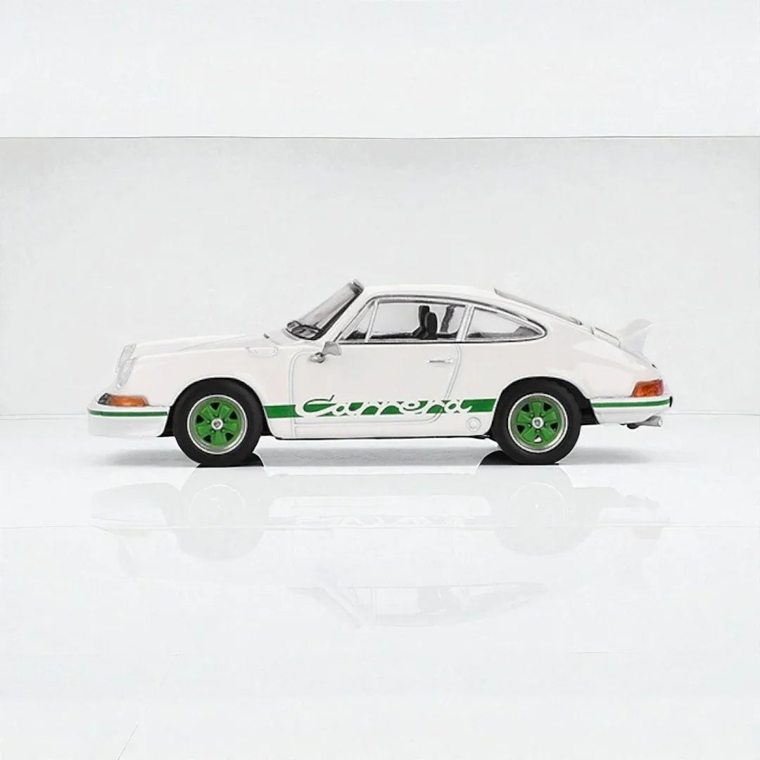 MINI GT 1:64 PORSCHE 911 CARRERA RS 2.7 GRAND PRIX WHITE/GREEN (MGT00801-R) - Jaiman Toys