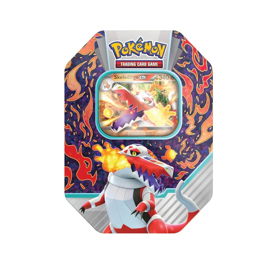 Original Pokémon TCG Paldea Partners Tin – Skeledirge EX | Premium Pokémon Card Collectible Tin for Kids & Fans