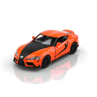 RMZ Hobby 1:32 Toyota Supra 2020 Die-Cast Model Car – Orange with Openable Doors, Pull-Back Action, Light & Sound (664988) - Jaiman Toys