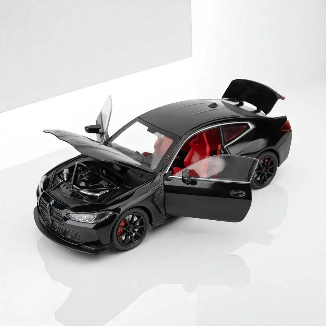 Joy Junction 1:24 BMW M4 Die-Cast Car Model – Black Finish | Openable Doors, Pull-Back Action, Lights & Sound (JJ267) - Jaiman Toys