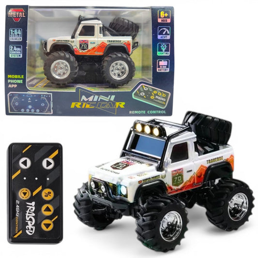 Trasped HG4-477 1:64 Mini RC Off-Road Climbing Truck – 2.4GHz Remote & App Control, LED Lights, Alloy Style Rock Crawler for Kids & Collectors