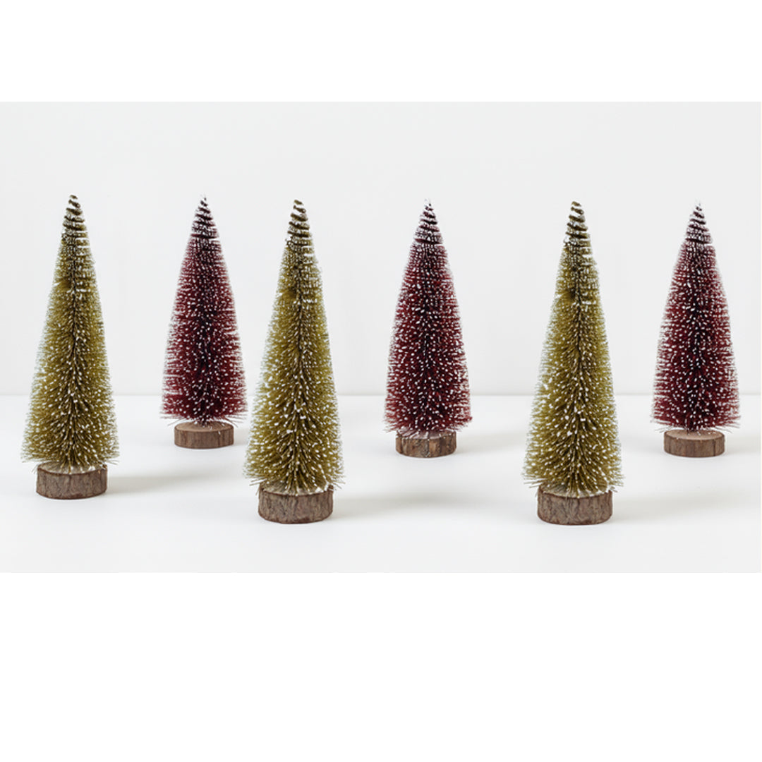 SWEN SELENE Miniature Festive Trees – Set of 6 Warm Christmas Décor Ornaments