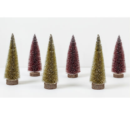SWEN SELENE Miniature Festive Trees – Set of 6 Warm Christmas Décor Ornaments