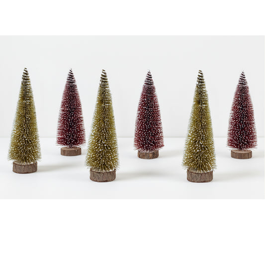 SWEN SELENE Miniature Festive Trees – Set of 6 Warm Christmas Décor Ornaments
