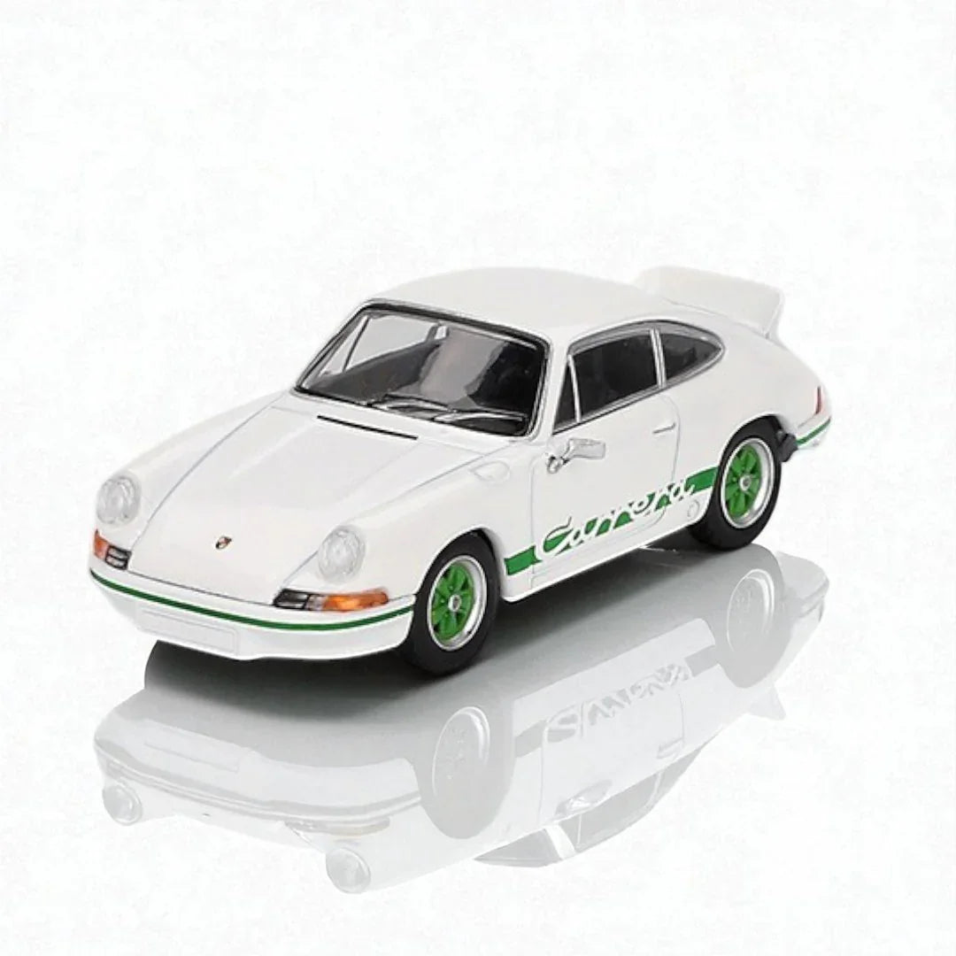 MINI GT 1:64 PORSCHE 911 CARRERA RS 2.7 GRAND PRIX WHITE/GREEN (MGT00801-R) - Jaiman Toys