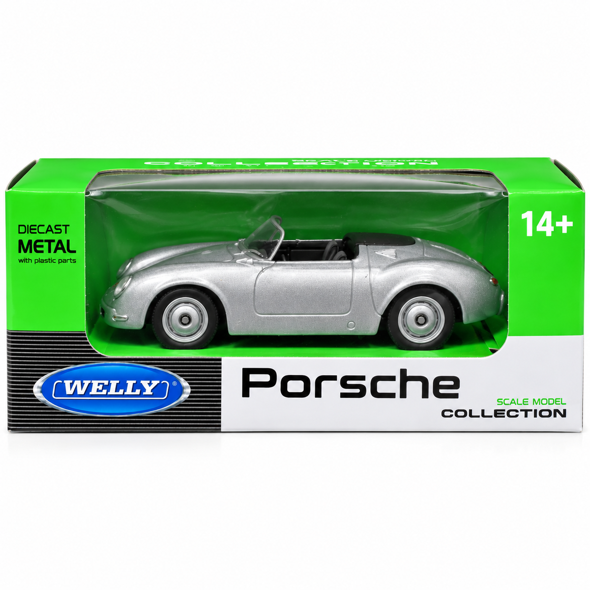 Welly 1:64 Porsche 356 Speedster Silver Die-Cast Model Car
