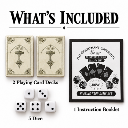 The Gentleman’s Emporium Card & Dice Set – 2 Decks, 5 Dice