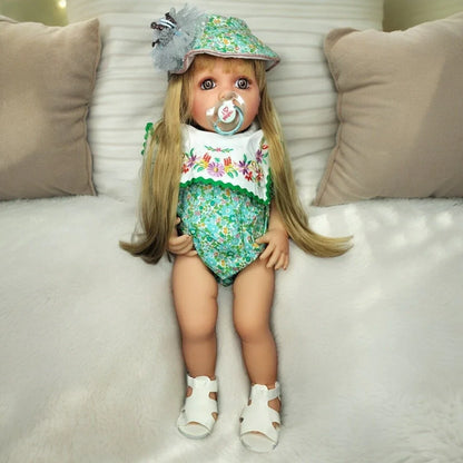 Lifelike Reborn Baby Girl Doll – Toddler with Realistic Sound & Brown Hair
