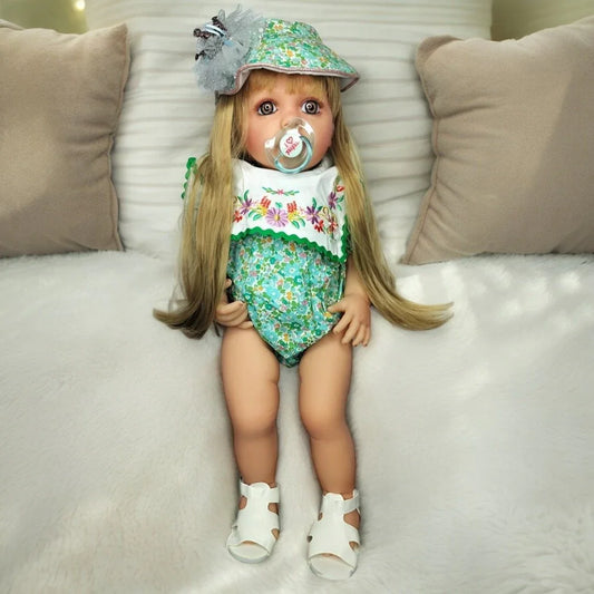 Lifelike Reborn Baby Girl Doll – Toddler with Realistic Sound & Brown Hair