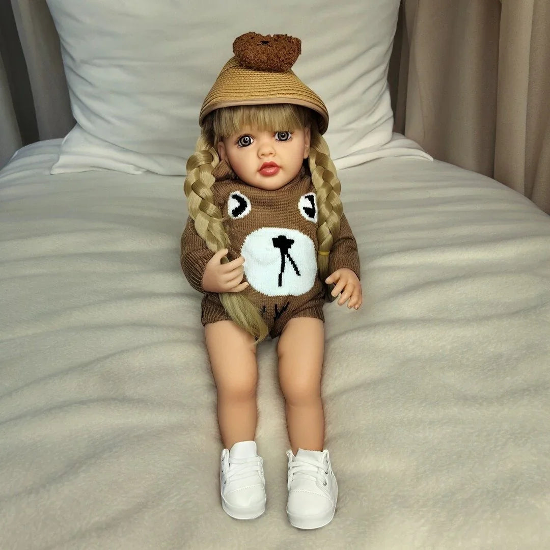 Lifelike Reborn Baby Girl Doll – Toddler with Realistic Sound & Brown Hair