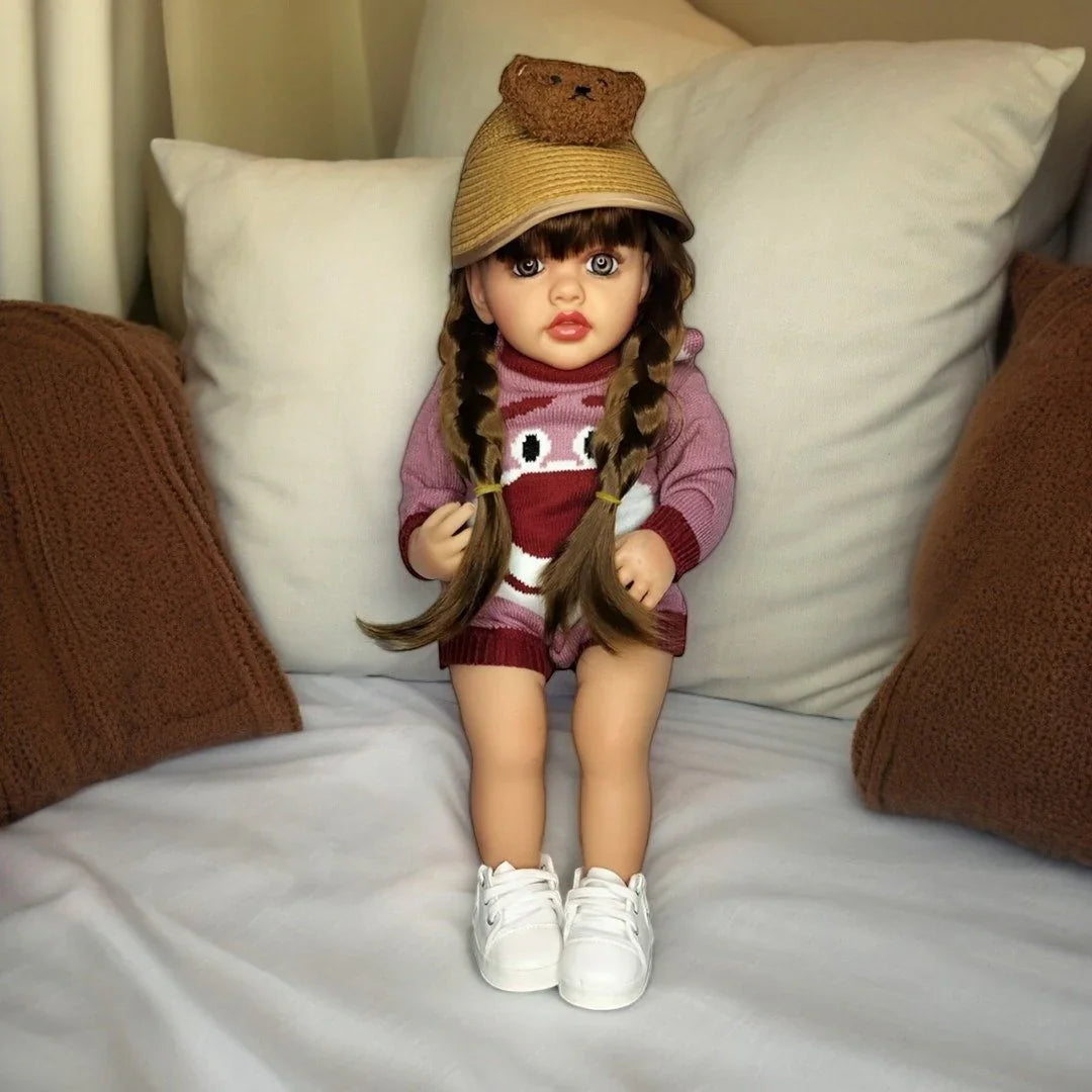 Lifelike Reborn Baby Girl Doll – Toddler with Realistic Sound & Brown Hair
