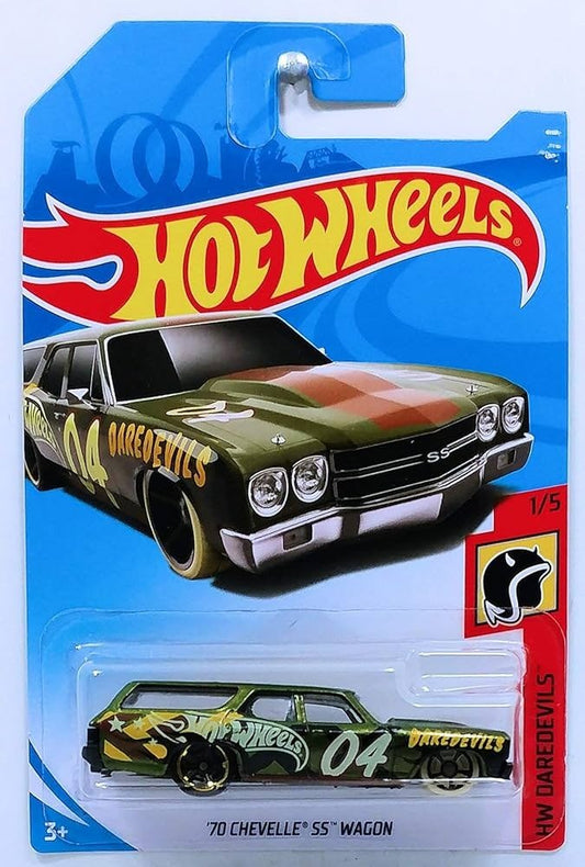 Hot Wheels Mainline Die-Cast Hw Daredevils 1/5 - '70 Chevelle SS Wagon (Hunter Green)