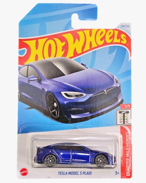 Hot Wheels Tesla Model S Plaid Quarter Mile Heroes Ages 3 and Up by Small CLAP (Blue)