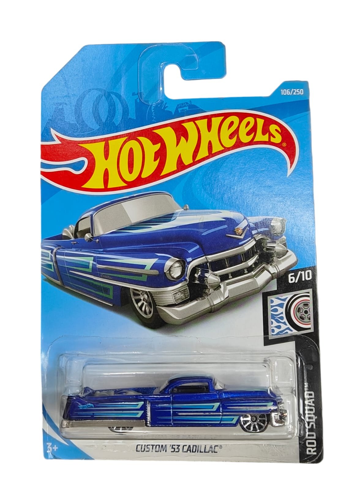 Hot Wheels 2019 Rod Squad 6/10 - Custom '53 Cadillac, Pack of 1, Blue (Hard to find)