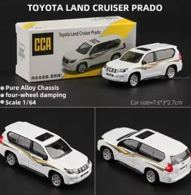 CCA 1:64 Toyota Land Cruiser Prado V01-02 Die-Cast Model Car | White Luxury SUV with Detailed Interior, Sunroof & Alloy-Style Wheels | Premium Collectible Miniature