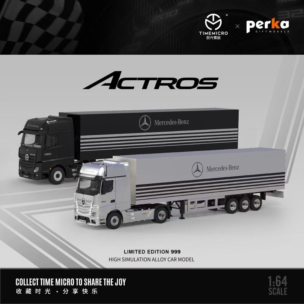 Time Micro × Perka 1:64 Mercedes-Benz Actros 1851 Container Truck | Limited Edition  | Black & Silver Variants