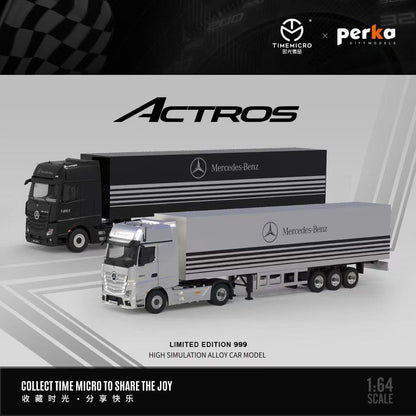 Time Micro × Perka 1:64 Mercedes-Benz Actros 1851 Container Truck | Limited Edition  | Black & Silver Variants