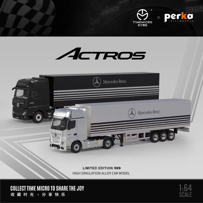 Time Micro × Perka 1:64 Mercedes-Benz Actros 1851 Container Truck | Limited Edition  | Black & Silver Variants