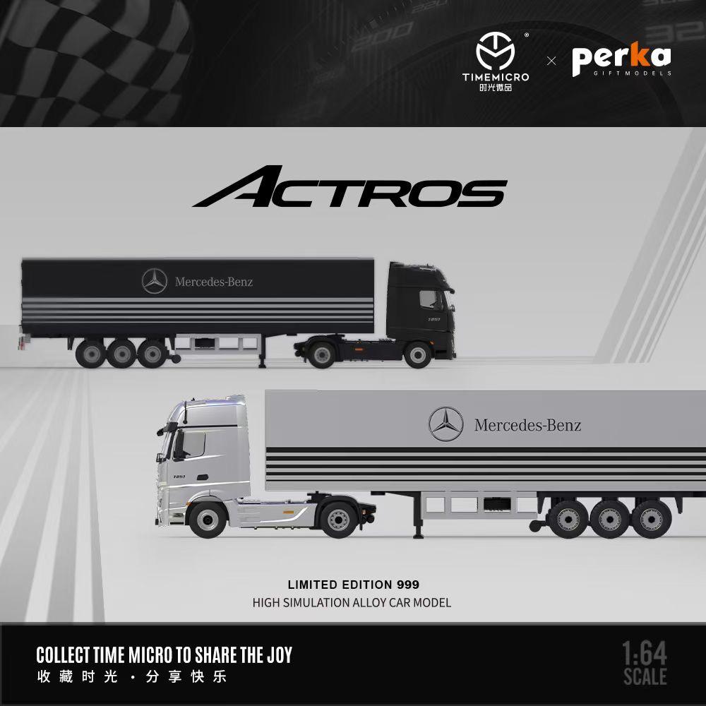 Time Micro × Perka 1:64 Mercedes-Benz Actros 1851 Container Truck | Limited Edition  | Black & Silver Variants