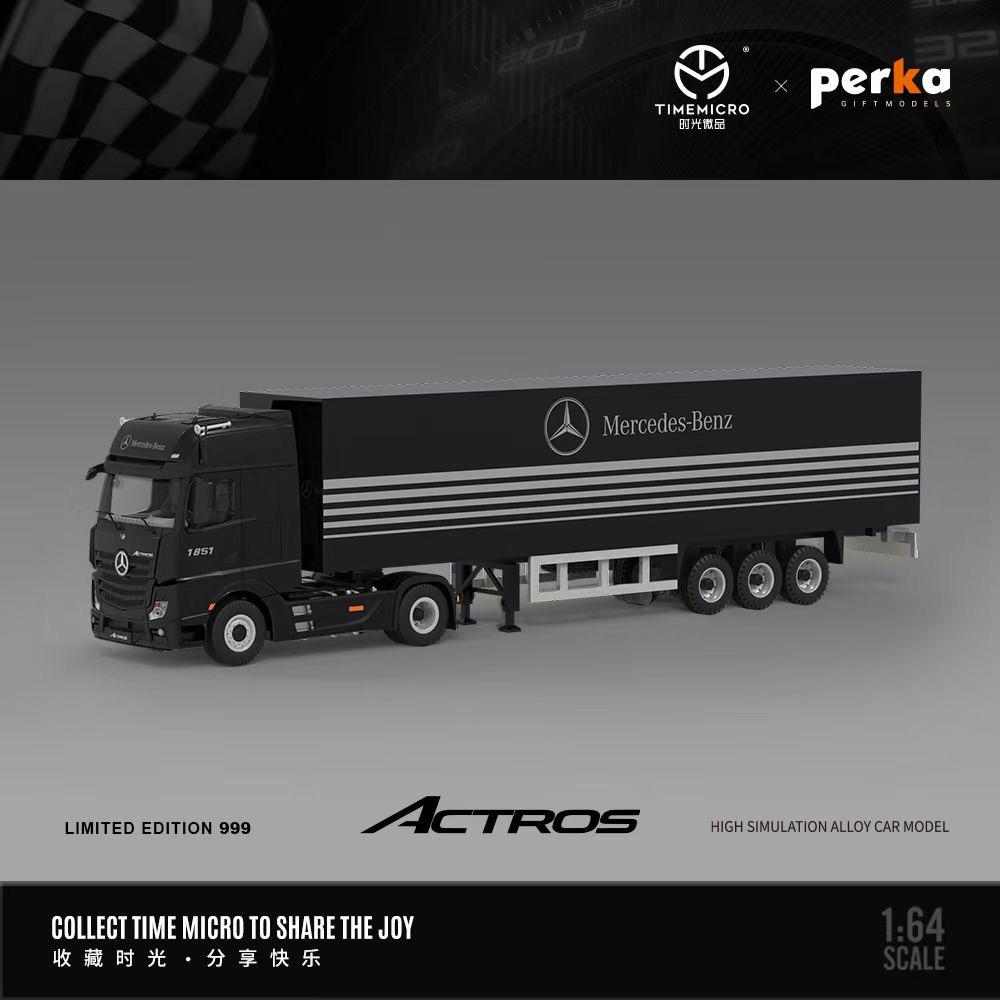 Time Micro × Perka 1:64 Mercedes-Benz Actros 1851 Container Truck | Limited Edition  | Black & Silver Variants
