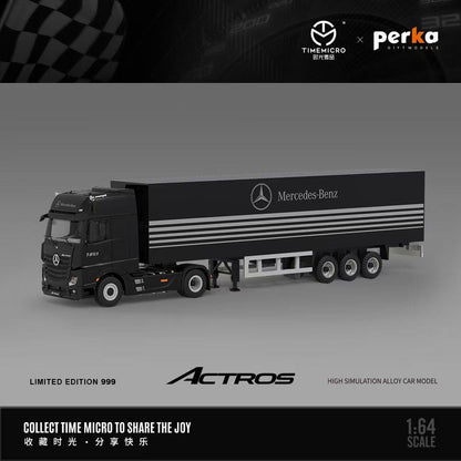 Time Micro × Perka 1:64 Mercedes-Benz Actros 1851 Container Truck | Limited Edition  | Black & Silver Variants