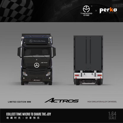 Time Micro × Perka 1:64 Mercedes-Benz Actros 1851 Container Truck | Limited Edition  | Black & Silver Variants