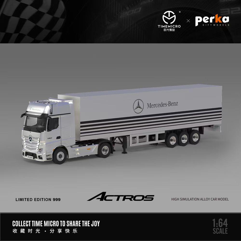 Time Micro × Perka 1:64 Mercedes-Benz Actros 1851 Container Truck | Limited Edition  | Black & Silver Variants