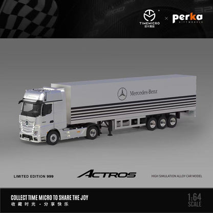 Time Micro × Perka 1:64 Mercedes-Benz Actros 1851 Container Truck | Limited Edition  | Black & Silver Variants