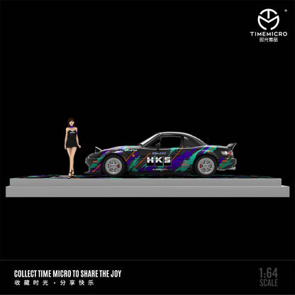 Time Micro Mazda MX-5 HKS Figure Edition 1:64 Scale Diecast Model Car | Premium Metal Collector Car | Display Base, Acrylic Case & Figure Included | Limited Edition | 14+