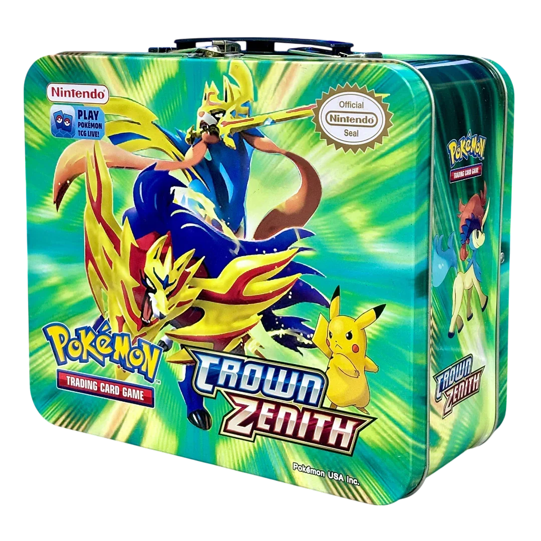 pokemon trading card game crown zenith tin Playing Cards Sword & Shield Crown Zenith Tin Box With Cards (Green) – Jaiman Toys
