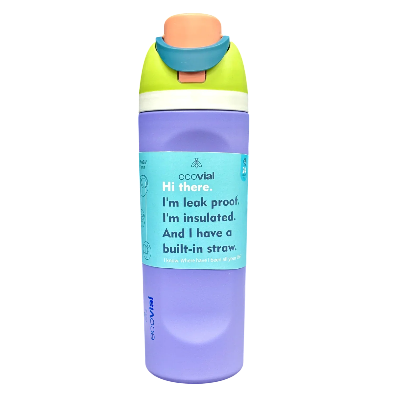 Ecovial 19 OZ - Vacuum Bottle Sip n Swig 570 ML (Purple) - Jaiman Toys