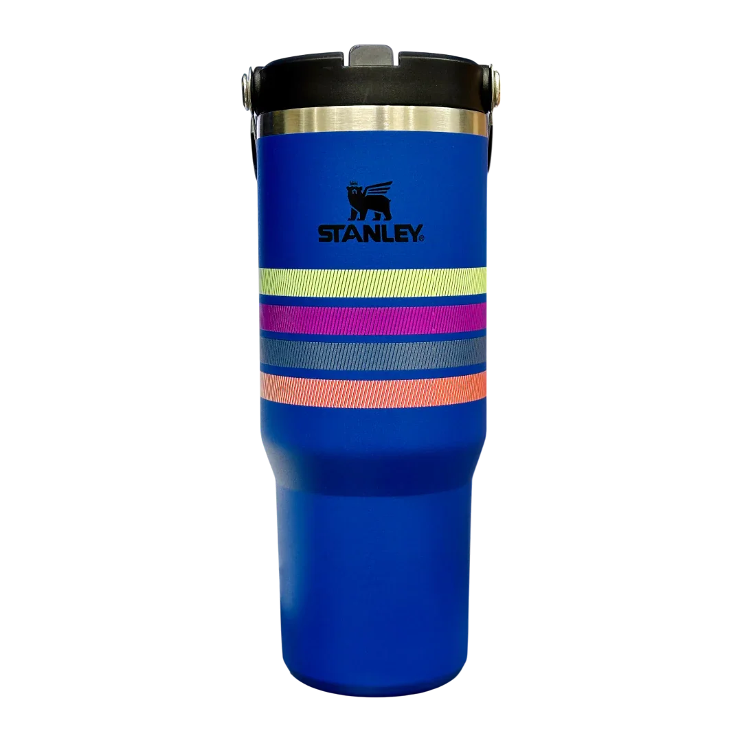 Stanley IceFlow™ Flip Straw Tumbler | 887ml (30 oz) – Dark Blue | Vacuum Insulated Stainless Steel Bottle with Flip Straw, Leak-Resistant Lid & Handle - Jaiman Toys