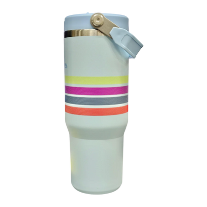 Stanley IceFlow™ Flip Straw Tumbler | 887ml (30 oz) – Blue | Vacuum Insulated Stainless Steel Bottle with Straw, Leak-Resistant Lid & Carry Handle - Jaiman Toys