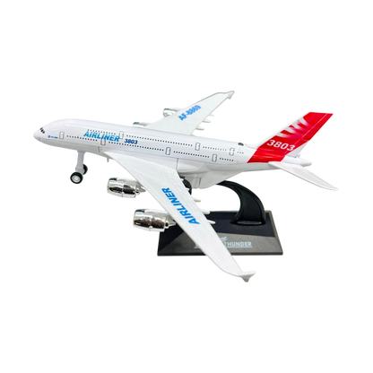 Alloy Diecast Airliner Pull-Back Action with Light & Sound - 1:400 Scale (White) - Jaiman Toys