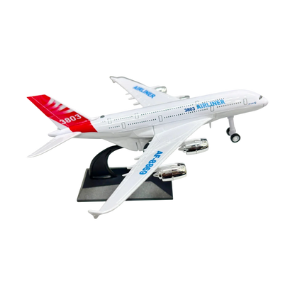 Alloy Diecast Airliner Pull-Back Action with Light & Sound - 1:400 Scale (White) - Jaiman Toys