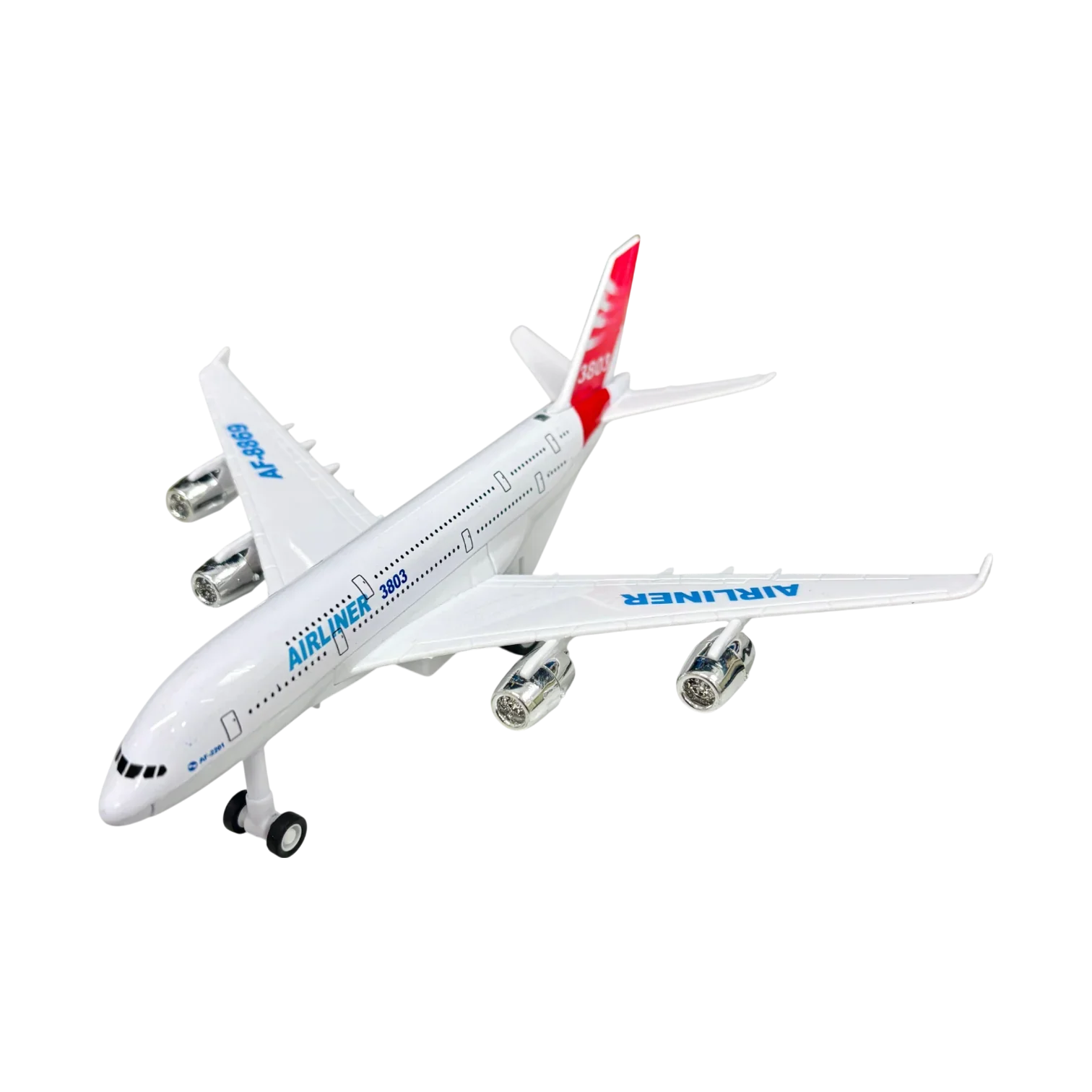 Alloy Diecast Airliner Pull-Back Action with Light & Sound - 1:400 Scale (White) - Jaiman Toys