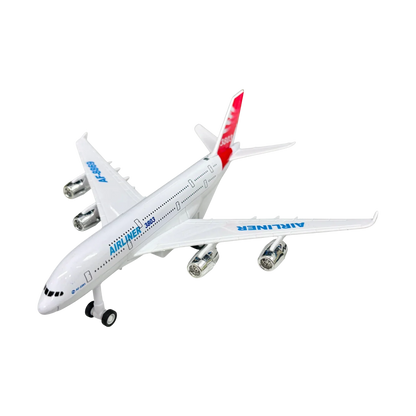 Alloy Diecast Airliner Pull-Back Action with Light & Sound - 1:400 Scale (White) - Jaiman Toys