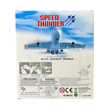 Alloy Diecast Airliner Pull-Back Action with Light & Sound - 1:400 Scale (White) - Jaiman Toys