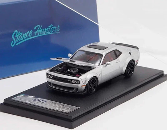 Stance Hunters 1:64 Dodge Hellcat SRT Convertible Silver Diecast Car Model Collectible - Jaiman Toys