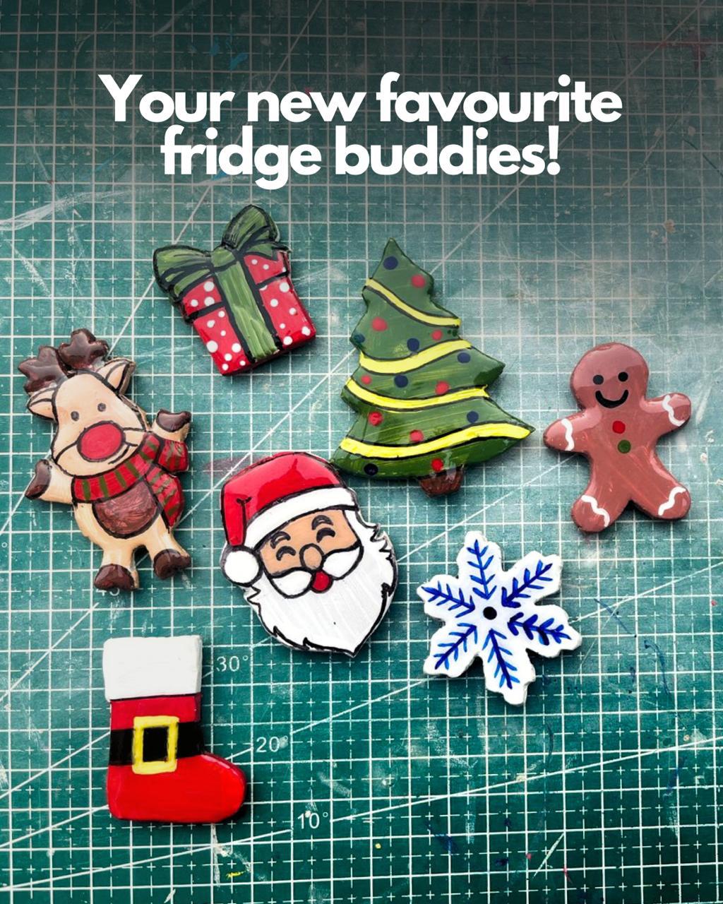 Joy Mould Christmas Fridge Magnet DIY Kit | Air-Dry Clay Craft Set for Kids & Adults | Make Santa, Tree, Reindeer & More – No Baking Needed