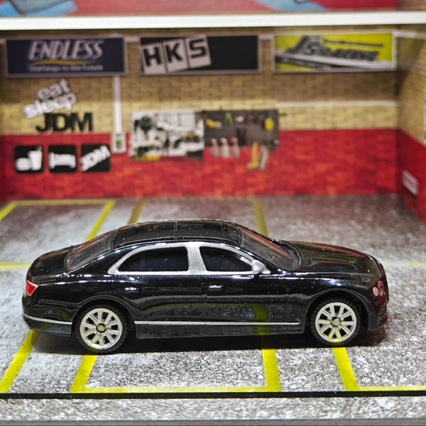 CCA 1:70 Bentley Flying Spur Hybrid L04-01 Die-Cast Model Car | Black Luxury Sedan with Detailed Interior, Silver Wheels & Metal Base | Premium Collectible Miniature